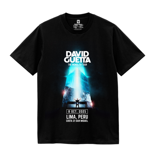 Polo negro David Guetta - The Monolith Tour (Regular Fit)