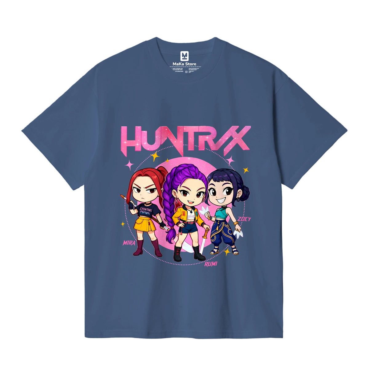 Polo Mini Guerreras K-Pop (Demon Hunters - Huntrix) — Azul Acero