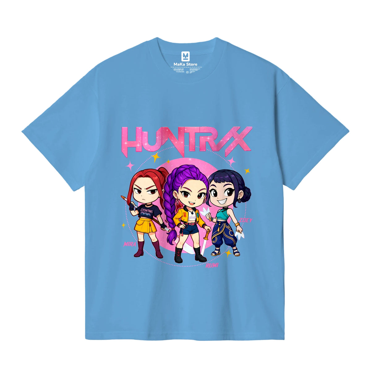 Polo Mini Guerreras K-Pop (Demon Hunters - Huntrix) — Azul Claro