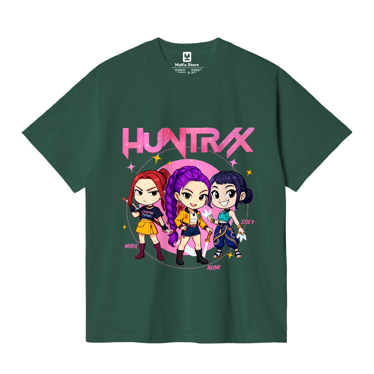 Polo Mini Guerreras K-Pop (Demon Hunters - Huntrix) — Verde Oscuro