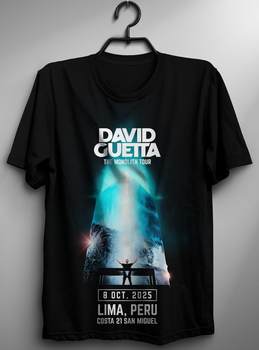 Polo negro David Guetta - The Monolith Tour (Regular Fit)